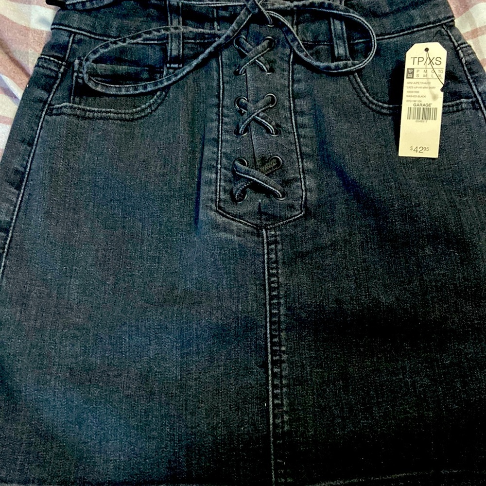 Womens garage black jean mini shirt. New with tags